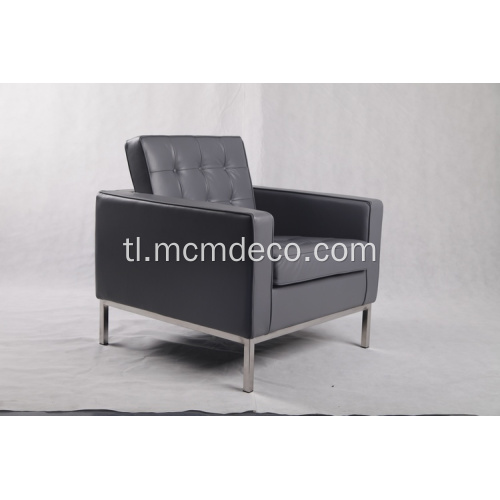 Gray Leather Knoll Sofa.